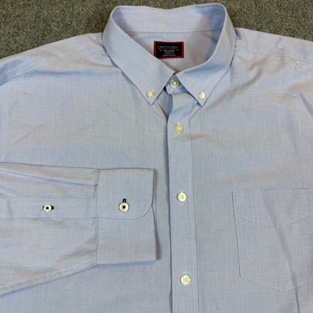 UNTUCKit Hillside Select Blue Wrinkle Free Cotton Shirt XXL 00121 Regular Fit